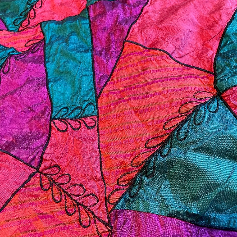 Vintage 100% Silk Canvasback Patchwork Lined Skir… - image 5